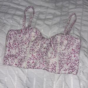 Floral Pink and White Corset Top